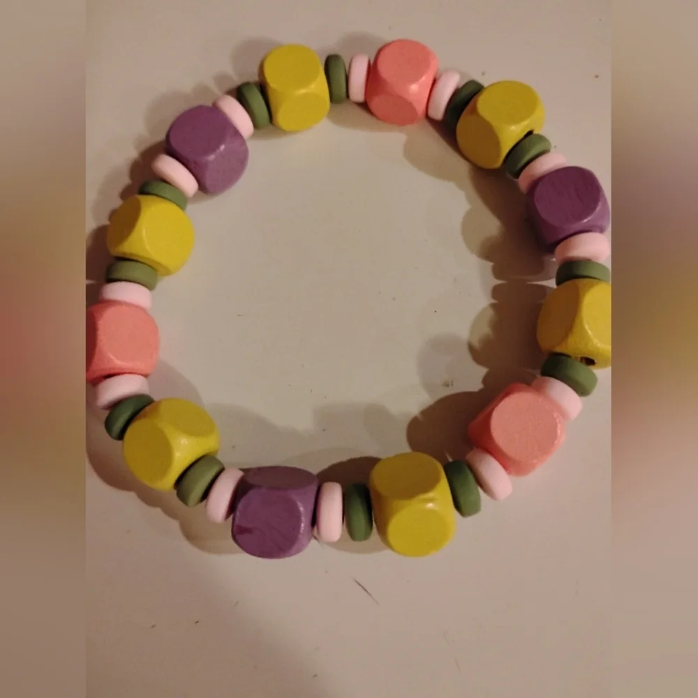 Colorful Kids Women Wood And Clay Beaded Bracelet Elastic String